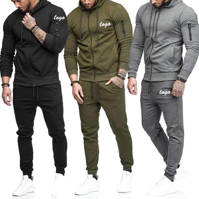 China QUICK DRY Men Set Autumn Winter Fleece Thicken Sweatshirt Tracksuit Men With Pants Brand Sportswear Man 2PCS Stand Collar Hoodie Jacket for sale