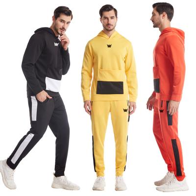 China Breathable European and American Casual Two-Piece Sports Men's Spring And Drop Color Sports Fitness Hoodie Jogging Set for sale