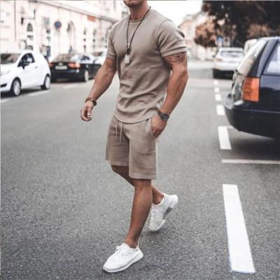 China QUICK DRY Casual Two Piece Summer Tracksuits Solid Color Men T-shirt and Shorts Simple Sets for sale