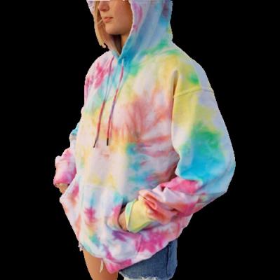 China Breathable Women Tie Dye Print Hoodie Casual Loose Hoodie for sale