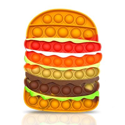 China Hot-selling children's toys Amazon food gift hamburger silicone anti stress fidgety person toys set sensory for kids adults for sale