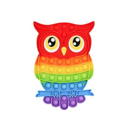 China New Toy Durable Portable Silicone Game Toy Colorful Owl Shape Animal Sensory Toy Of Trending Toys For Children for sale