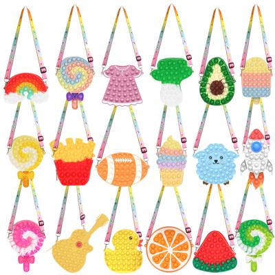 China Cute cartoon silicone fidgety person cross - body bag shoulder bag fidget toys Rainbow Fidget Purse Bag for sale