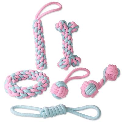 China Best Viable Gift Dog Chewing Toy Durable Macaron Color Products Cotton Ball Rope Dog Toys For Chewing for sale