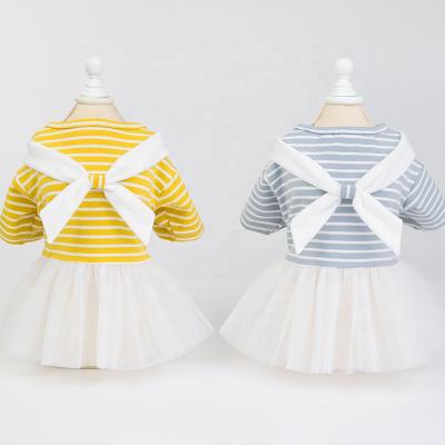 China Wholesale Popular Soft Luxury Designers Stripe Summer Style Stocked Sweet Dog Dress for sale