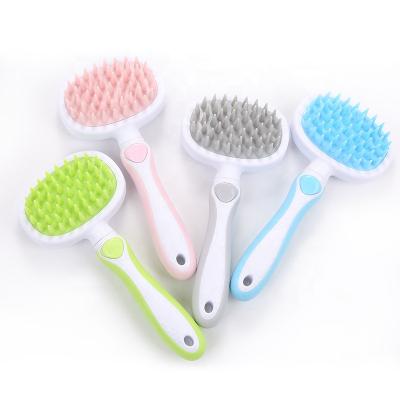 China Viable Wholesale Pet Bath Massage Pet Silicone Deep Cleaning Bend Open Brush Knit Comb for sale