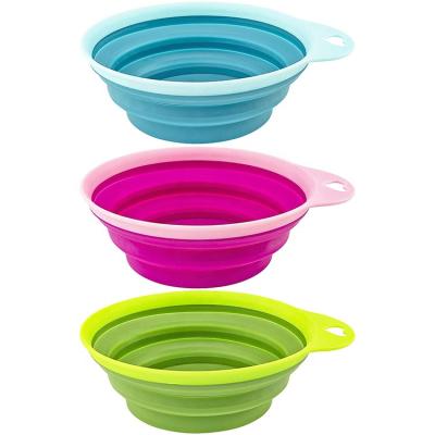 China Collapsible Pet Bowl Solid Color Silicone Doggie Puppy Feeder Water Food Container Collapsible Silicone Dog Bowl for sale