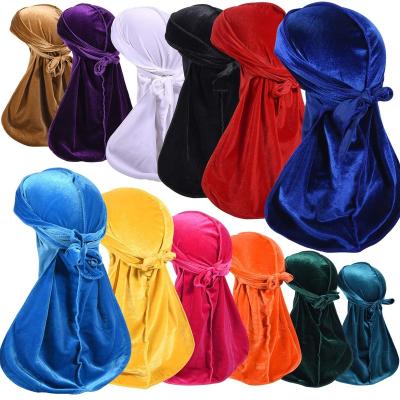 China DecorateÂ   Designer Headbands And Hoods Velvet Durags For Men Stretch Headwraps Crush Waves Doo Rag for sale