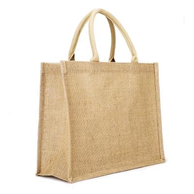 China Logo Eco-Friendly Reusable Burlap Grocery Custom Made Reusable Bag Women Shopping Gifts Tote Bag Jute for sale