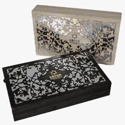 China Process Factory Wholesale Size Cosmetic Custom Embossing Special Paper Bamboo Christmas Boxes Satin Ribbon MDF Wooden Gift Box Box for sale