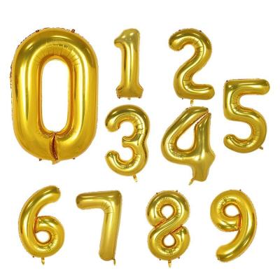 China Gift Toy Hot Selling Gold Color foil 0-9 shape 30 inch number balloons for birthday party decorations for sale