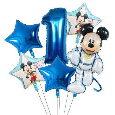 China Gift Toy 6pcs Mickey Minnie Foil Helium Cartoon Drop Set Number Balloon Set for sale