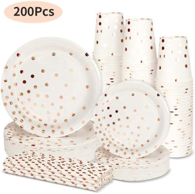 China Hot Sale 7Inch 9Inch Rose Gold Dot Paper Cup Amazon Toy/Festival Gift Dish Set Decoration/Wedding/Party/Item For Kids Birthday Party Decorations for sale