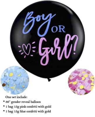 China Black Blue And Pink Jumbo Gold 36inch Gift Toy Baby Shower Party Decoration Her Or Him Gender Reveal Confetti / Balloon Latex Globos for sale