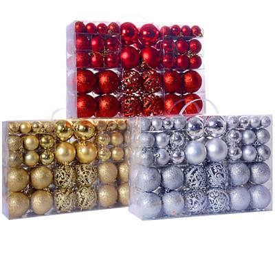 China Decoration/Wedding/Party/Gift Toy/Festival 100 Pcs Christmas Tree Ornaments Set 30-60mm Mini Shatterproof Gold Red Christmas Ball Ornaments For Christmas Decorations for sale