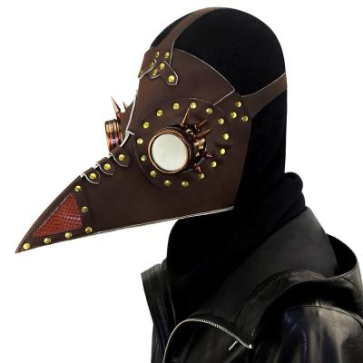 China Wholesale Cosplay Nose Beak Steampunk Halloween Scary Decoration/Wedding/Party Costume Toy/Festival Gift New Long Props Brown Plague Doctor Bird Mask for sale