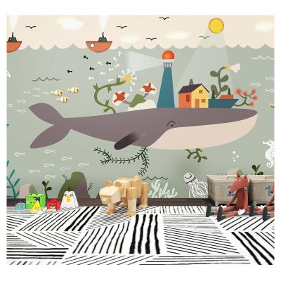 China Custom size modern high quality custom wallpaper hot cartoon animated wall murals for sale