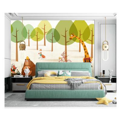 China Custom Modern Home Decoration Botanical Leaves Bedroom Interior Wall Floral Wallpaper Rolls 3D Green Pink Green Mural for sale