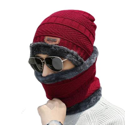 China breathable & waterproof breathable & Solid Color Wool Waterproof Warm Scarf Knitted Plush Hats For Men And Woman Winter Hats And Scarf Set for sale