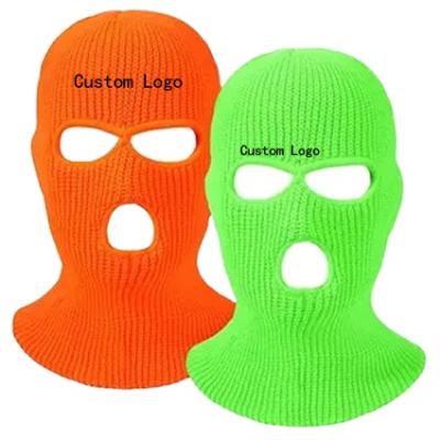 China COMMON Custom Design Embroidery Logo Balaclava Motorcycle 3 Hole Full Face Knit Ski Mask Beanie Hat, Beanie Ski Mask for sale