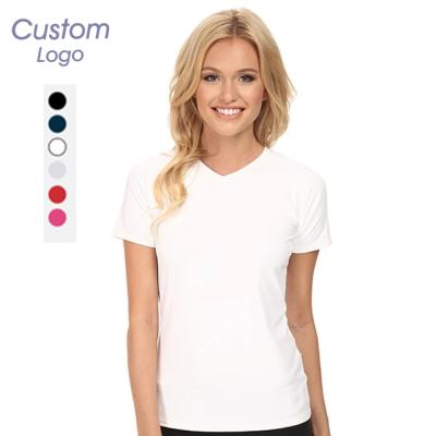 China Custom Printing Girls V Neckline Anti-Wrinkle Digital T-shirt 100% Cotton Simple Simple T-Shirts With Logo Printed T- womens v neck shirts for sale