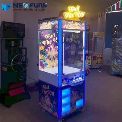 China Full Metal Construction Neofuns Lucky Box Key Prize Machine Iron Find Key Claw Machine with 4 Prize Window for sale