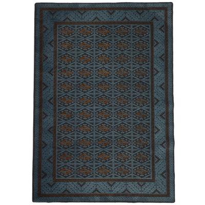 China Washable High Quality Machine Made Polyester Blue And Red Persian Rug Customized for sale