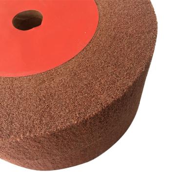 China High Efficiency 355mm Red Non Woven Nylon Wheel For Metal And Stainless Steel Polishing for sale