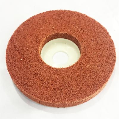 China High efficiency 4 inch red non woven disc with plastic backing for polishing stainless steel for sale