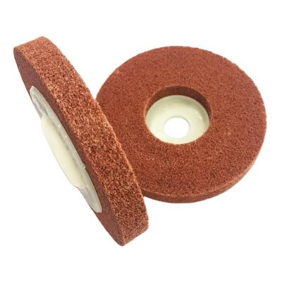 China High Efficiency 100mm Diameter Red Non Woven Nylon Polishing Wheel Disc For Metal for sale