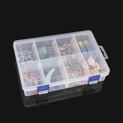 China 8 Compartment Viable Transparent Plastic Storage Box For Sewing Accessories for sale