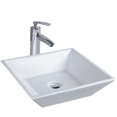 China Cheap rectangle porcelain washbasin art basin counter top ceramic bathroom sink for hotel Te koop