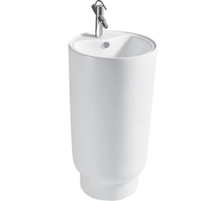 China Modern decorative floor standing one piece white ceramic pedestal sink basin for sale