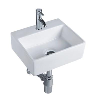 China Modern sanitary ware bathroom rectangular shape lavabo wall hung ceramic wash basin for sale