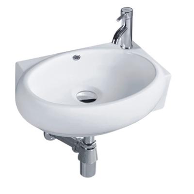 China Egg shape high quality single hole easy to clean corner wall hung wash basin for sale