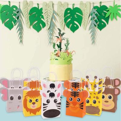 China Baby Shower LEMON Jungle Theme Lion Safari Bags Zoo Animals Treat Paper Candy Bags Birthday Party Decorations Supplies for Kids Baby for sale