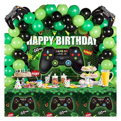 China Birthday LEMON Video Game Birthday Party Decorations Set Game Happy Birthday Supplies Includes Video Game Backdrop Table Covers Balloon for sale