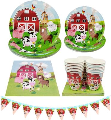 China LEMON Farm Animals Birthday Party Set Farm Animals Barn Backdrop Party Paper Decoration for Kids Farm Animals Scares Theme Party Supplies for sale