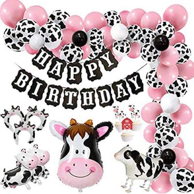 China LEMON Farm Cow Party Paper Decorations Balloon Arch Garland Kit with Happy Birthday Banner Party Baby Shower Birthday Decorations for sale