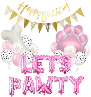 China Paw Shape Large Foil Balloon Pink Latex Dog Birthday LEMON Heart Letters For Dog Cat Birthday Party Supplies Doggy Theme Decoration for sale