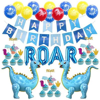 China Birthday LEMON Blue Dinosaur Balloons Jurassic Themed Happy Birthday Jungle Party Decorations Supplies For Kid's Birthday Girl Boy for sale