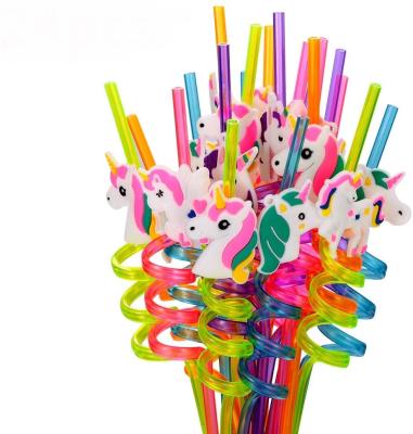 China Rainbow Unicorn Party Favors Party LEMON Unicorn Drinking Plastic Straws Unicorn Birthday Party Decorations Supplies New for sale