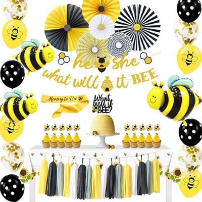 China Gender Reveal LEMON What Want It Bee Banner, Paper Fans, Balloons, Gender Reveal Party Supplies Decorations For Kids Baby Shower Baby Reveal for sale