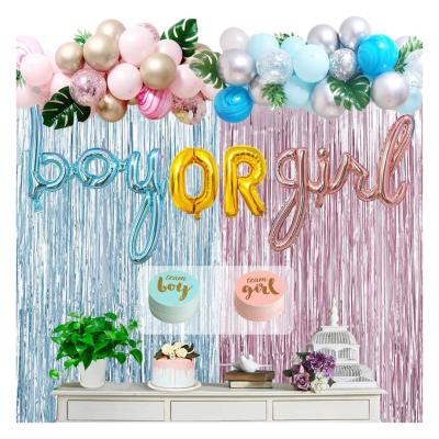 China Gender Reveal LEMON Gender Reveal Baby Shower Balloons Globos Foil Balloons Rain Curtain Boy Or Girl Party Supplies Decorations for sale