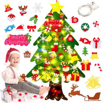 China Party Decorations Supplies LEMON Kids DIY Felt Christmas Tree Set Detachable Christmas Ornaments Wall Hanging Gifts Kids Friendly Christmas Home Decorations for sale