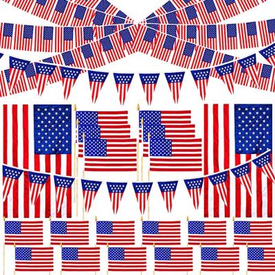 China Veteran Party LEMON Assorted American Flag Kit USA Patriotic Outdoor Lawn Garden Decoration Flag On Plastic Sticks Flag July 4th for sale