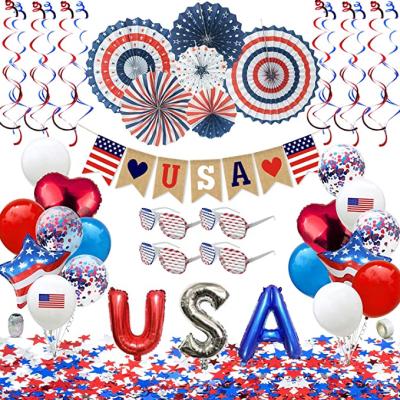 China 4th July Decorations / Patriotic LEMON America USA American Flag Party Supplies Patriotic Party Supplies Paper Fans, Banner, Shading Glass for sale