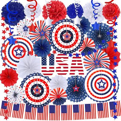 China 4th of July Decorations LEMON USA Banner / America Star Party 4th of July Patriotic Red White Blue White Patriotic Memorial Day Decoration Matching Independence Day Memorial Day for sale