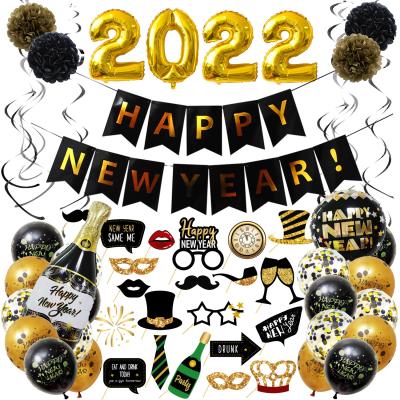 China New Years LEMON New Years Eve Party Supplies 2022 Banner and Confetti Balloons Happy New Year Decorations Home, Desk, Ceiling for sale