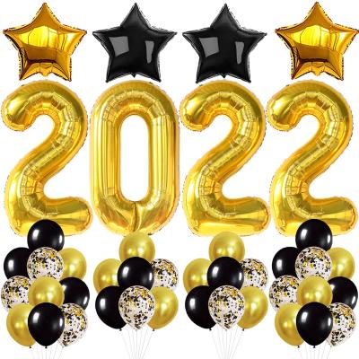 China LEMON New Years 2022 Happy New Years Eve Home Office Ceiling Star Foil Confetti Balloons Party Supplies Decorations for sale